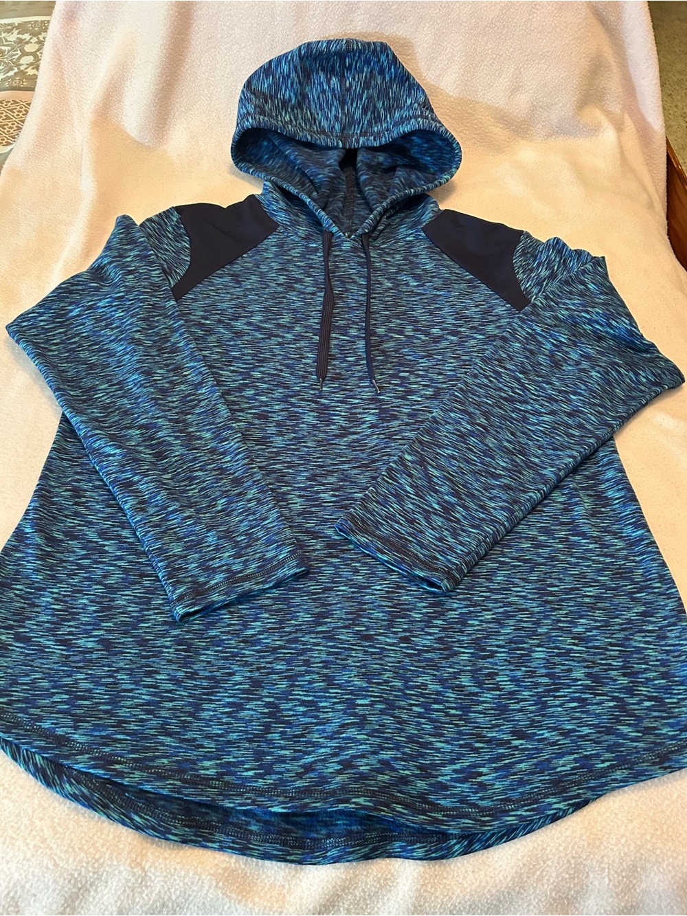 Danskin Now XL 16-18 Blue Space Dye Activewear Pullover Hoodie